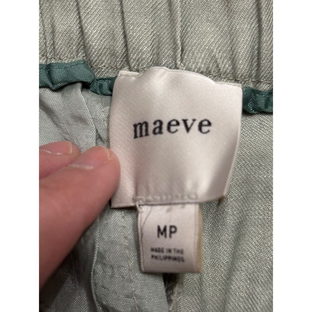 Maeve Anthropologie Sage Green Linen Blend Wide Leg Pleated Pants MP OB2056089 - Picture 3 of 6
